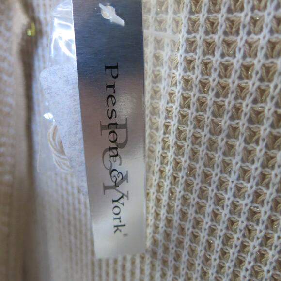 PRESTON and YORK *NWT* Cardigan Open Front Size M Women's Tan/White/Gold - Picture 7 of 10